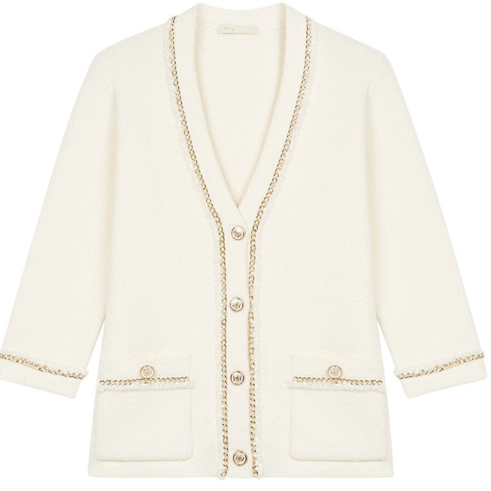 Maje Chain Trim Cardigan